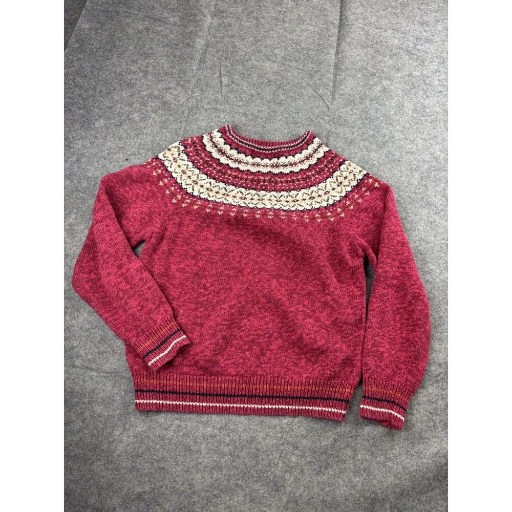 Tiara Womens S Sweater Pink Fair Isle Long Sleeve Cottagecore VTG Preppy Cowgirl